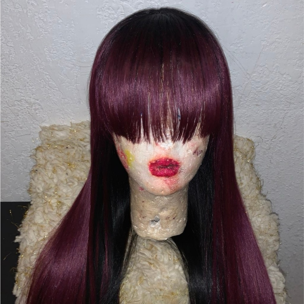 Chic Burgundy and Black Women's Wig